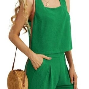 Chic Green Sleeveless‎ 2 Piece Tank & Short Set